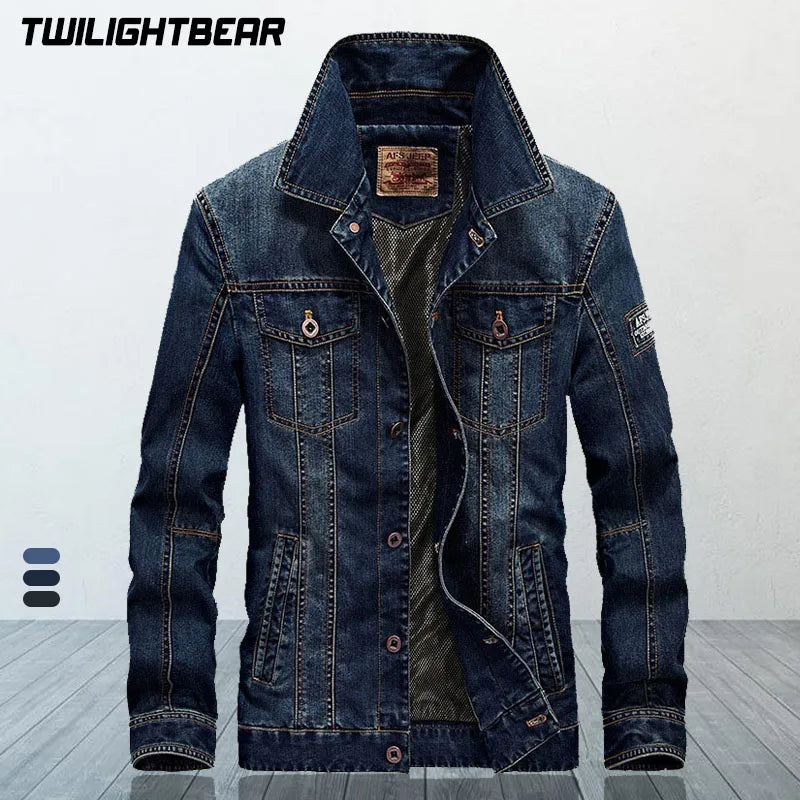 High Quality Men's Denim Jacket Coat Male Overcoat Spring Autumn Oversized Retro Casual Denim Jacket Men Clothing Outerwear