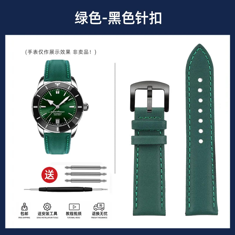 20mm 22mm Nylon Leather Watchband For Breitling Avenger navitimer Premier Men Women Canvas Fabric Watch Strap metal Folding Band