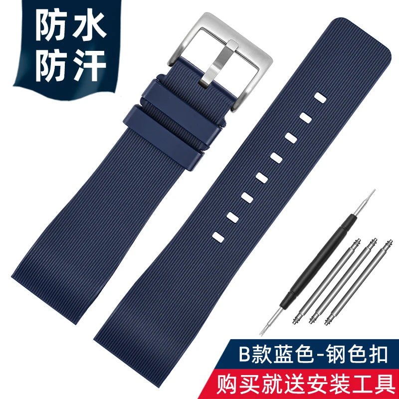 For Cartier Santos 100 rubber watch band black Rivet silicone strap 20mm 23mm watch band men women Brown blue soft bracelet