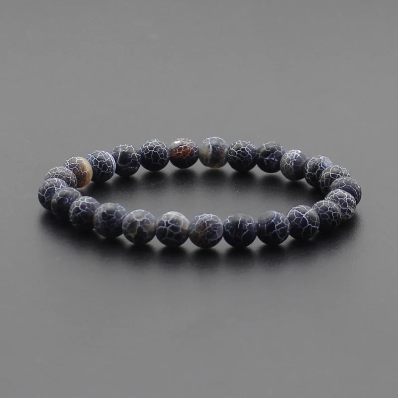 Beaded Bracelet 8mm Natural Stone Beads Black Onyx Lava Tiger Eye Agate Quartz Healing Energy For Women Men Yoga Chakra Jewelry