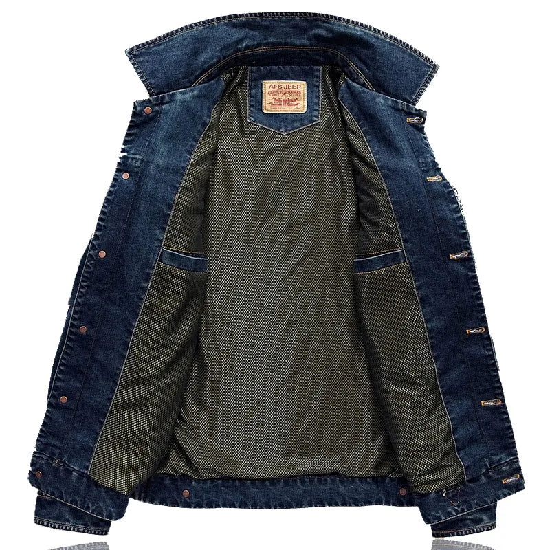 High Quality Men's Denim Jacket Coat Male Overcoat Spring Autumn Oversized Retro Casual Denim Jacket Men Clothing Outerwear