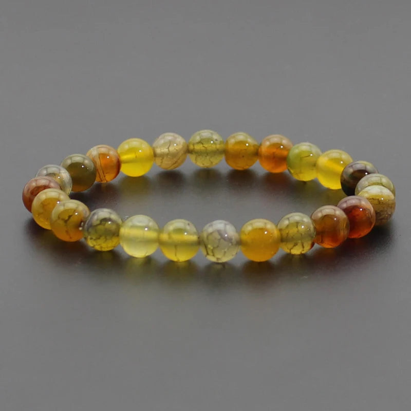 Beaded Bracelet 8mm Natural Stone Beads Black Onyx Lava Tiger Eye Agate Quartz Healing Energy For Women Men Yoga Chakra Jewelry