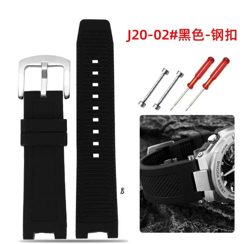 Recessed silica gel bracelet modified resin silica gel watch band for G-SHOCK Casio Steel Heart GST-B500D/AD series wristband