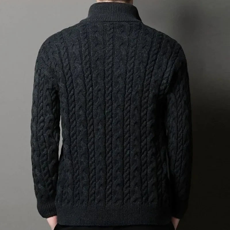 Men Jacquard Thicken Short Sweater Coat Elegant Fashion Casual Slim Zipper Warm Sweater Autumn Winter Male Knit Cardigan Sweater