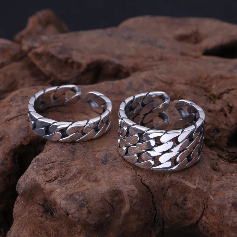 WholeSale  Sterling Silver jewelry japaneSe and korean trendyy gloSSy ring for male and female couple ring thai Silver open ring